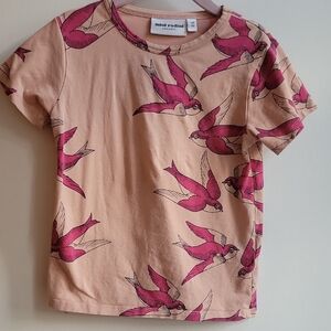Mini Rodini Organic Pink Swallow Tee 4/5